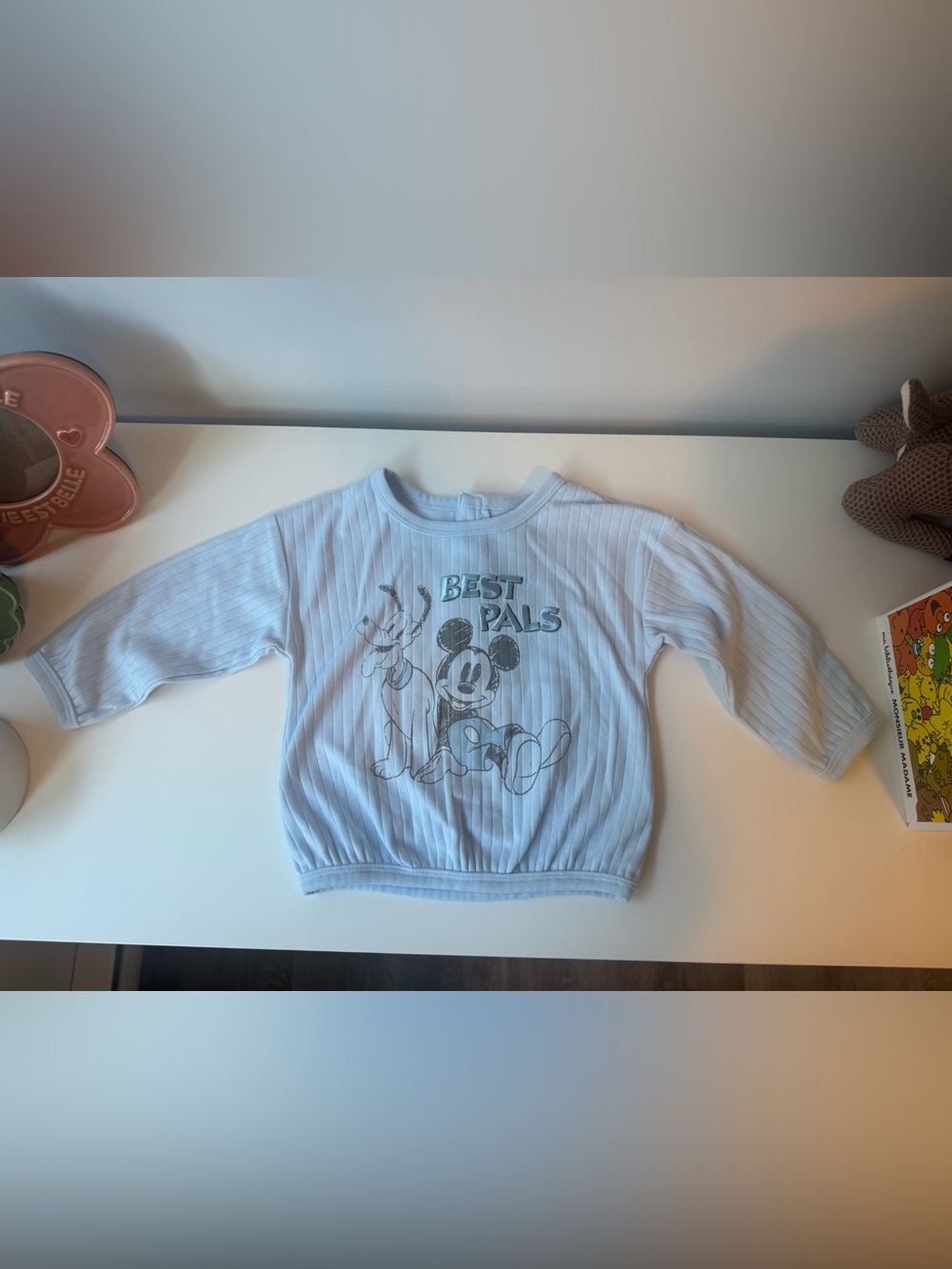 🩵 NWOT Disney Baby • 'Best Pals' Light Blue Long-Sleeve Top • 12M